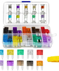 MuHize Upgraded Mini Fuse Kit With 120 Apm Atm Blade Fuses Assortment Box including colorful 2 to 35 amp rated fuses and clamp tool.
