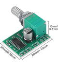 Front view of Dual Channel 5V Mini PAM8403 Audio Amplifier Module with potentiometer, compact and breadboard-friendly for DIY projects.