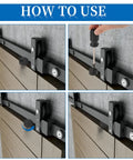 Installation of 4 Pack Anti Jump Disk Block Sliding Barn Door Hardware Set With Adjustable Stopper Pads in matte black.