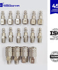 Cosmostar 16-piece chrome air hose fittings set with 1/4" NPT quick-connect couplers and plugs