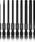 11 Piece Hex Allen Power Bit Set With Magnetic Tips And Quick Release Shanks For Drills And Impact Drivers Metric Sizes 1.5mm To 8mm Premium S2 Steel Laser Etched Size Guides Corrosion Resistant Finish