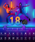 Two dancers in vibrant lighting demonstrating Handheld TL60 RGB Tube Light 20W Full Color LED Video Wand With App 2 4G DMX Control effects.