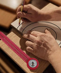 Pro Shop Quality Woodworking Compass Scriber with a 360 Degree swivel joint used for clean arc layouts on wood.