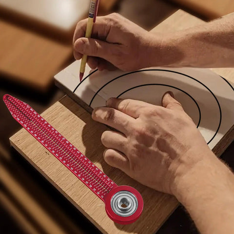 Pro Shop Quality Woodworking Compass Scriber with a 360 Degree swivel joint used for clean arc layouts on wood.