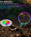 Close-up of 10W RGBW Landscape Lights for Outdoors Low Voltage 12-24V Well Lights installation with connectors and rainbow light effect.