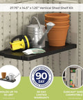 Vertical Shed Shelf Kit For Outdoor Storage, Space Saving Organizer With 30 Pound Capacity, Black Finish, holding garden tools