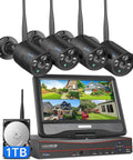 Home Security Camera System With 4 Outdoor 5MP Cameras 16 Channel NVR And 10.1 Inch LCD Monitor Plug In Power 1TB HDD