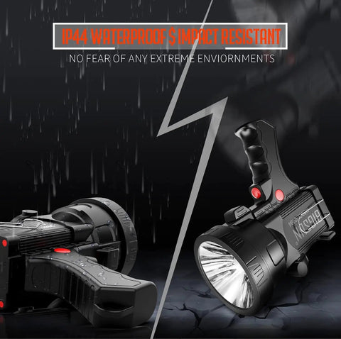Rechargeable Spotlight With 14400mAh Battery, handheld LED floodlight, night view, IP44 waterproof and impact resistant