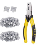 Heavy Duty Fence Pliers With 600 Wire Cage Clips J Clip And Snap Ring Fasteners 6.7 Inch Pliers With Non Slip Handle Easy Install