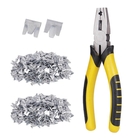 Heavy Duty Fence Pliers With 600 Wire Cage Clips J Clip And Snap Ring Fasteners 6.7 Inch Pliers With Non Slip Handle Easy Install