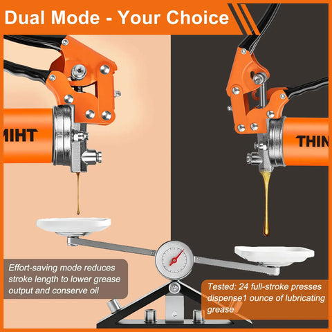 8000 PSI Pistol Grip Grease Gun Kit With Adjustable Pressure Beefed-Up Heavy Duty Pro Grade Tool dual mode feature demonstration