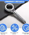 4 Pack Forged Steel Shoulder Eye Bolts 1/2 x 3-1/4 Heavy Duty Hook Screws Hot Dip Galvanized displayed on a dark surface, close-up view