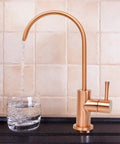Copper Finish Kitchen Water Filter Faucet For Cold Water, Fits Most Reverse Osmosis Units Or Water Filtration System, Non Air Gap, High Arc Spout, 360 Degree Swivel, Lead Free Brass, Antique Copper