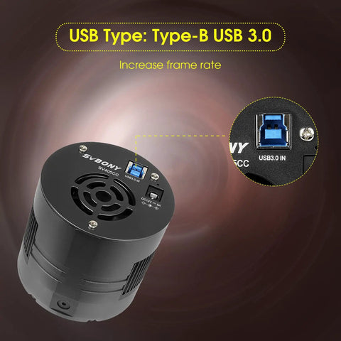 Cooled Telescope Camera With 11.7 MP USB 3.0 IMX294 Back Illuminated Sensor showing USB Type-B connection