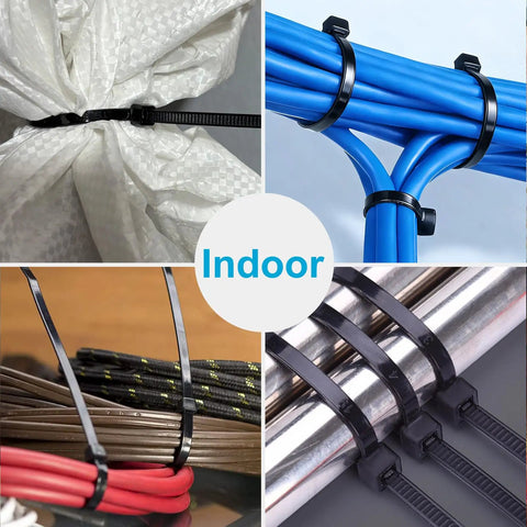 Various uses of Heavy Duty 150 Pack 8 Inch Black Zip Ties With 40 Lbs Tensile Strength Self Locking Nylon Cable Ties