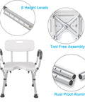 Heavy Duty Shower Chair With Back And Arms 300 Lb Capacity Padded Bath Seat With Handles Non Slip Base Easy Install Details
