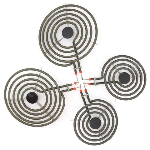 4 Pack MP22YA Electric Range Burner Element Set For 6 Inch MP15YA And 8 Inch MP21YA Replacement Burners displayed on white background