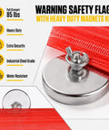 Complete 37 Piece Oversize Load Sign Kit showing heavy-duty magnet and red warning flag with text details.