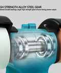 Asixxsix Mini Bench Grinder 200W cordless polisher close-up of high strength alloy steel gear details.