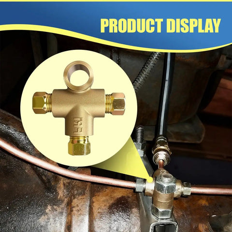 Three Way T Shape Brake Tee Inverted Female Tees Replacement Elbow Connector With Three Male Nuts M10 Universal Auto Brake Line Tee Fitting For Three Sixteenth Inch Pipe 10mm Pack Of 2 brass brake line tee installed on 3/16 in pipe