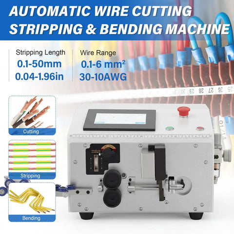 LABFENG Auto Wire Stripping And Cutting Machine For Solid And Stranded Cables Up To 6 Square Bvr Handles 30-10 Awg Copper Electric Tools.