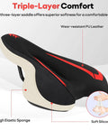 Triple layer gel bike seat with high elastic sponge, PU leather, and soft silicone, Gel Bike Seat For Men And Women With Waterproof Cover.