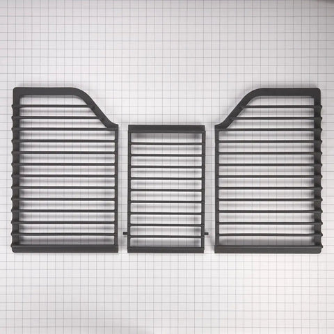 36 Inch Cooktop Grate Kit For 5 Burners 3 Piece Cast Iron Replacement Grates W10594443 on a grid background