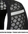 Close-up of the reflective bar on Hydration Vest For Running And Hiking With Built In Water Reservoir Breathable Back Panel.