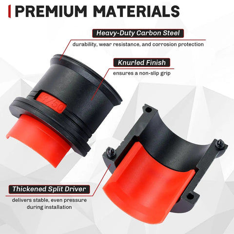 Universal Motorcycle Fork Seal Driver Kit With Six Adapter Sizes, heavy-duty carbon steel, knurled, thickened split driver