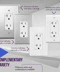 Industrial Grade Decorator Outlet 20A 125V Tamper-Resistant Duplex Receptacle Self Grounding 5-20R 2-Pole 3-Wire Grounding UL Listed White 10 Pack Built For Tough As Nails Factory And Warehouse Use with various wall plate options