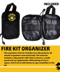 Campfire Fire Starter Kit With Rope And Ferro Rod, Easy Spark System, organizer with pockets and Velcro patch shown open