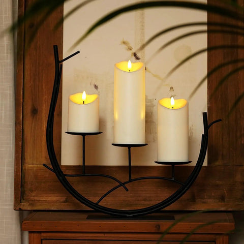 Remote Controlled Flameless LED Candles With Timer For Weddings And Parties, Battery Powered Realistic Plastic Candles on stand