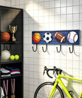 Hang Your Game Day Gear On This Slick Sturdy Four Hook Wooden Wall Rack Built For Displaying Baseball Basketball Football Jerseys And Athletic Room Storage.