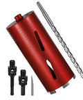 Four And A Quarter Inch Diamond Core Drill Bit Set With Ten Inch Drilling Depth Turbo Laser Welded Segments For Cured Concrete Brick Block Masonry