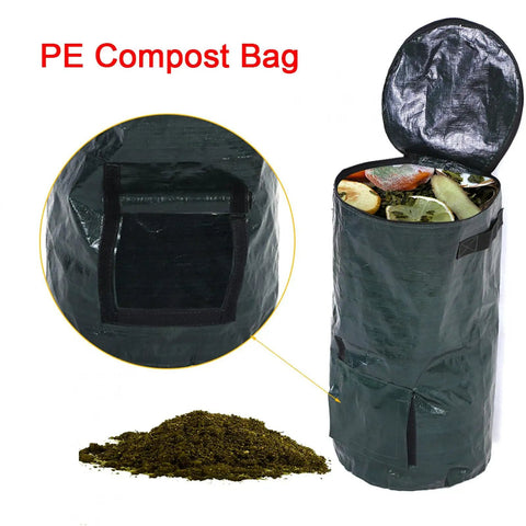 Collapsible Compost Bag For Organic Waste Kitchen And Garden Use Large Capacity Eco Friendly PE Material With Side Window