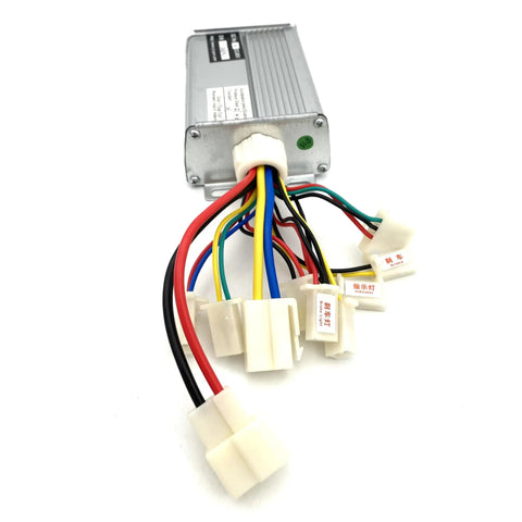 Ultra Quiet 48V 1000W Brushed Motor Controller for Electric Bikes with zinc alloy housing and colored wire connectors