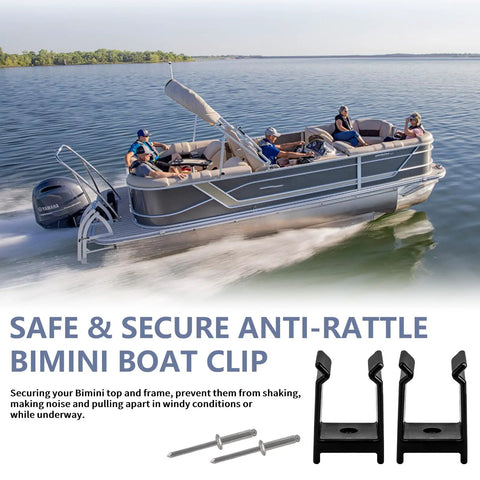 Anti-Rattle Pontoon Bimini Clips For Square Tube Frames That Keep Your Top From Shaking On Windy Rides, boat on water
