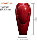 33 Inch Outdoor Vintage Cascading Antique Jar Water Fountain With LED Lights Red Finish, suitable for garden decor