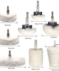 Pro Grade Drill Buffing Wheel Kit With 19 Piece Polishing Set Including 6 Polishing Compounds, 5 Felt Polishing Wheels, And 2 Inch 3 Inch 4 Inch Pads In Mushroom Conical Cylindrical Shapes For Aluminum Stainless Steel Chrome Glass Metal Car Detailing.