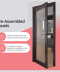 32 By 80 Inch Frosted Glass Slab Door With Sleek 1 Lite Glass, French Interior Style, Pre-Assembled Solid Wood Barn Door