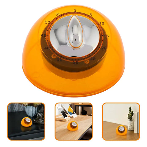 Mechanical Kitchen Timer Wind Up Countdown Clock For Cooking And Baking No Fuss Meal Prep And Home Office Use Reliable Reminder For Busy Kitchens Classrooms And Easy Wind Settings, orange with silver dial.