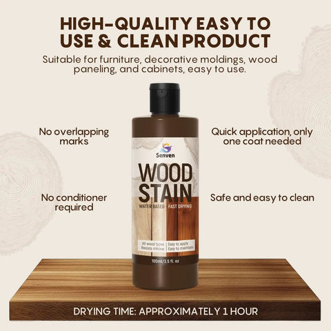 Killer Performance Water Based Walnut Wood Stain For Furniture Cabinets And Woodwork, 100ml bottle, easy to use for quick application.