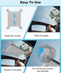 Hella Secure Starlink Mini Suction Cup Mount For Cars And Rvs With Heavy Duty Glass Suction Cups Non Slip Silicone Pads To Crush Bumpy Trails And Keep Your Setup Locked Down White installation guide with suction cups and clean window.