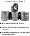 Rolls Like Butter 20 Pack R8 2RS Deep Groove Ball Bearings 1/2 Inch Bore Double Rubber Sealed stacked in a row.
