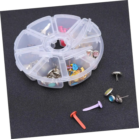 110 PCS Colorful Metal Brads Fasteners For Scrapbooking And Cardmaking, DIY Craft Decoration Kit With Split Pins and container