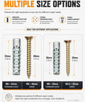 Heavy Duty Stainless Steel Four-Sided Serrated Wall Anchors M6 Set 50 Pieces For Thick Walls Expansion Screws With Reliable Grip And Anti Loosening Fit Ideal For Medium-Duty Mounts And Light Commercial Use, M6 30mm and M8 32mm sizes