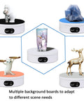 360 Degree Automatic Rotating Display Stand With Mute Electric Motor For Product Photography Video And Glitter Tumbler Making Supplies Spinner Base Perfect For Jewelry Watches And Small Crafts 16Cm with items displayed.