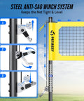 Heavy Duty Volleyball Net Set For Backyard and Beach Play with Anti Sag Winch system and rust-resistant aluminum poles
