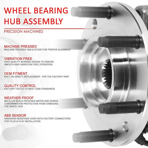 Front Wheel Bearing Hub Assembly With ABS Sensor Plug And Cable For Jeep Commander Grand Cherokee 2005 To 2010