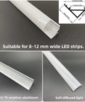 V Shape LED Aluminum Channel Kit 10 Pack 3.3ft Each With Milky Diffuser Cover End Caps And Mounting Clips Fits 8 To 12mm LED Strips